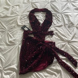 Burgundy club/birthday dress never worn.